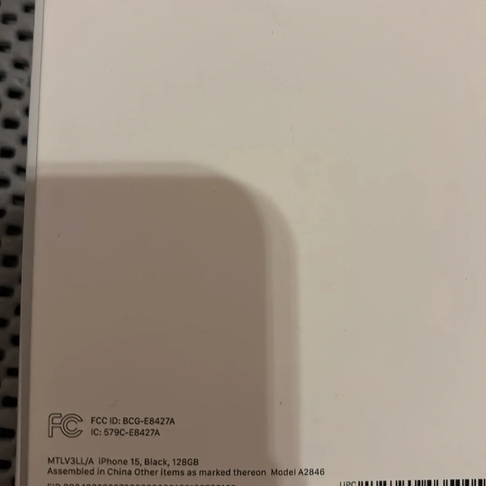 Apple iPhone 15 Black 128 GB Box Only Empty